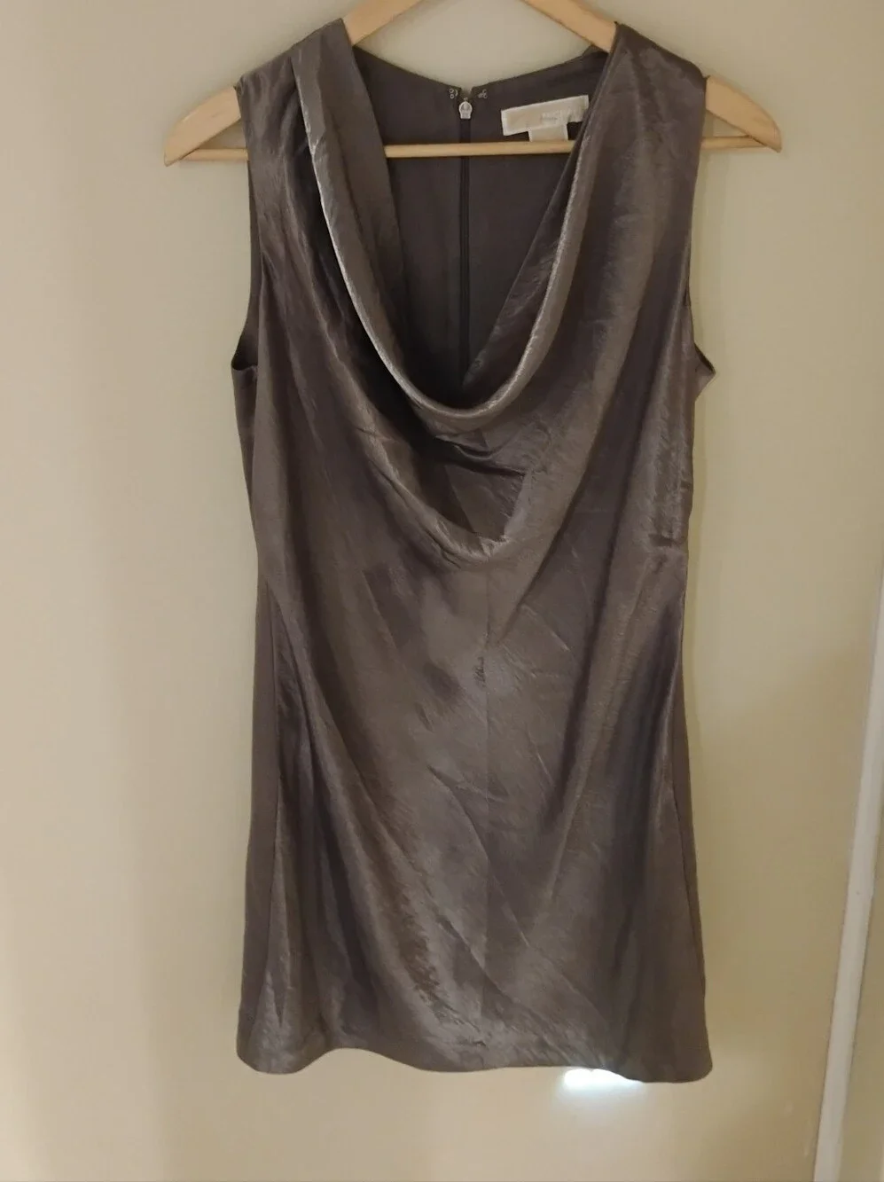Michael Kors Womens Satin Cowl Neck Sleeveless Mini Dress